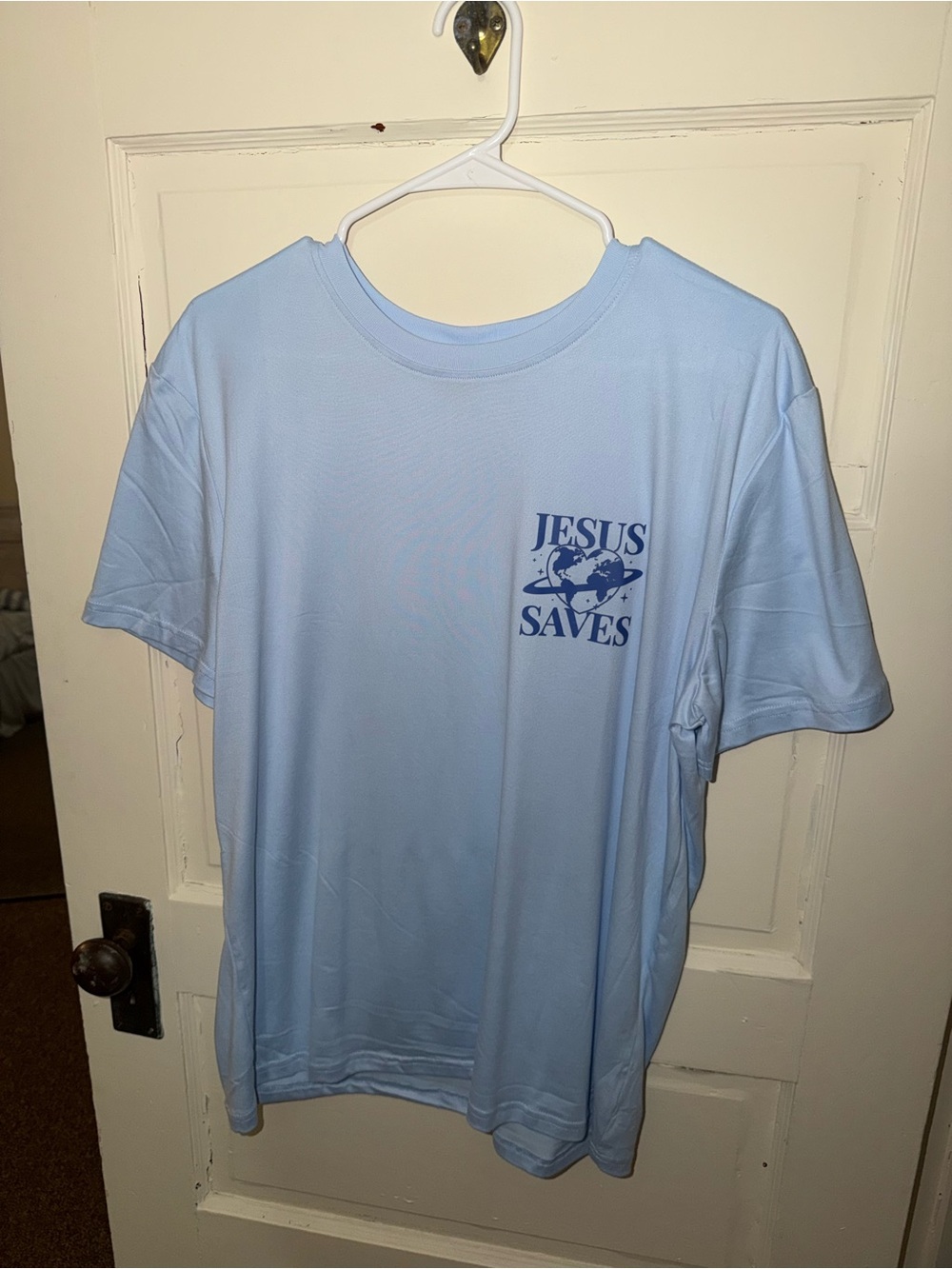 Jesus Saves Light Blue Graphic Tee